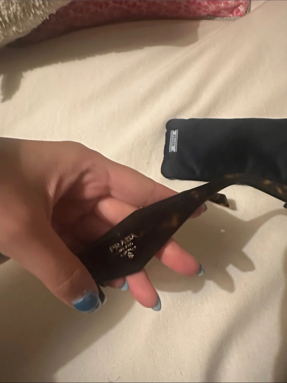 Prada Brown Tortoise Rectangular Sunglasses with Pouch